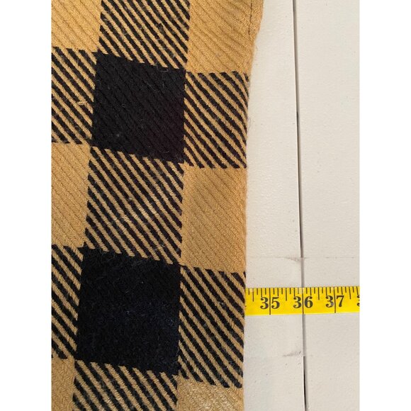 Loft Plaid Poncho Set Of 2 Black & Tan Red & White Fringed Hem Small - Picture 13 of 13